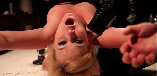 Horny blond hot babe adicted to bondage